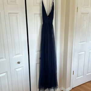NWT SIZE SMALL NAVY WINDSOR SPECIAL OCCASION FULL LENTH CRISS CROSS BACK GOWN